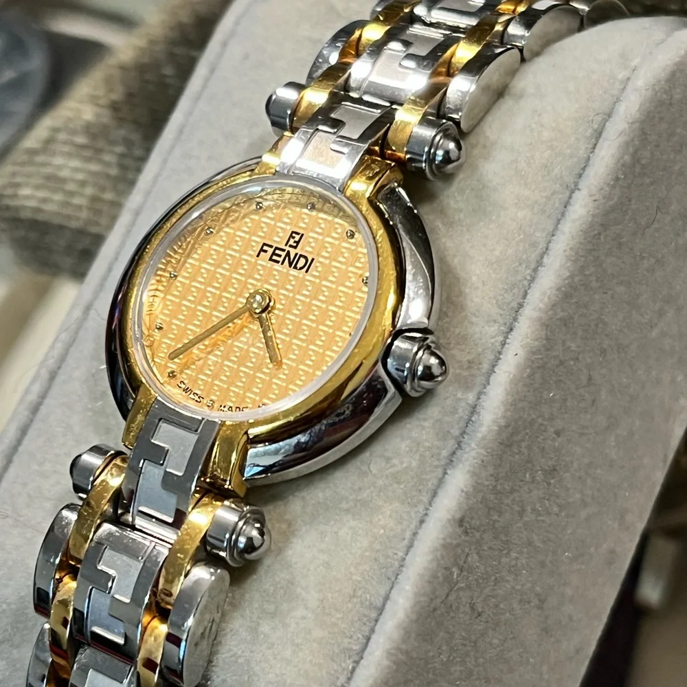 FENDI PRE-LOVED AUTHENTIC ‘ZUCCA’ 18K YELLOW GOLD-PLATED LUXURIOUS WATCH